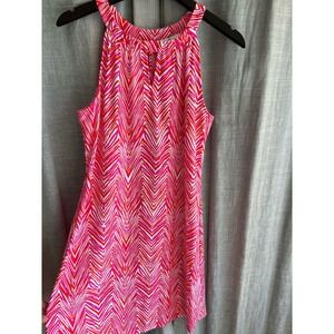 Jude Connally 'Lisa' Sleeveless Halter Pink/Red Dress | Women's M | EUC